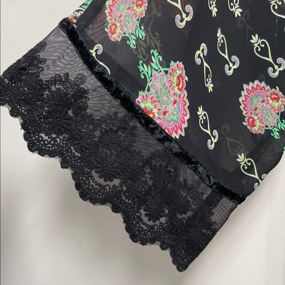 Uncle Frank Women’s Small Black Sheer Paisley Print Velvet Lace Dress - Picture 6 of 10